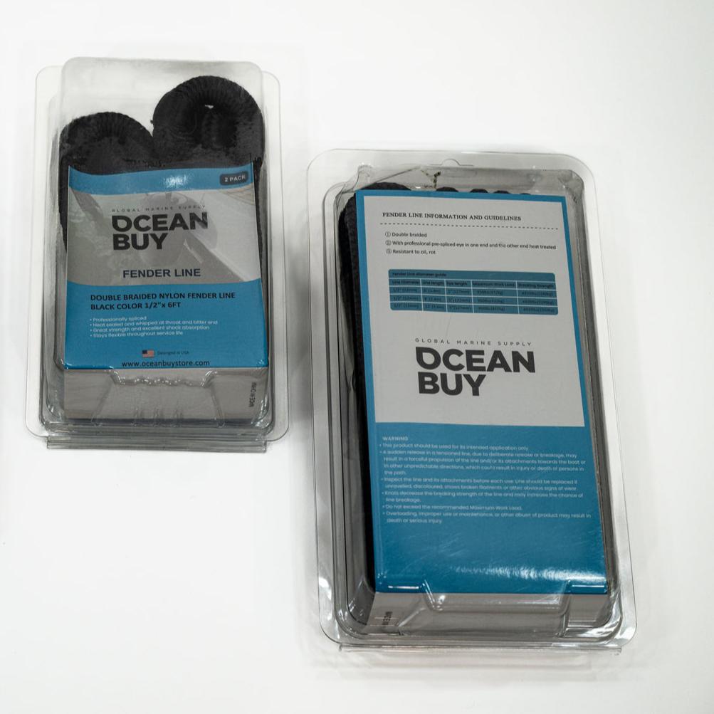Double Braid Nylon Boat Fender Lines Ocean Buy - 1/2" x 6ft, 8ft, 12ft - 2-Pack, Premium Quality