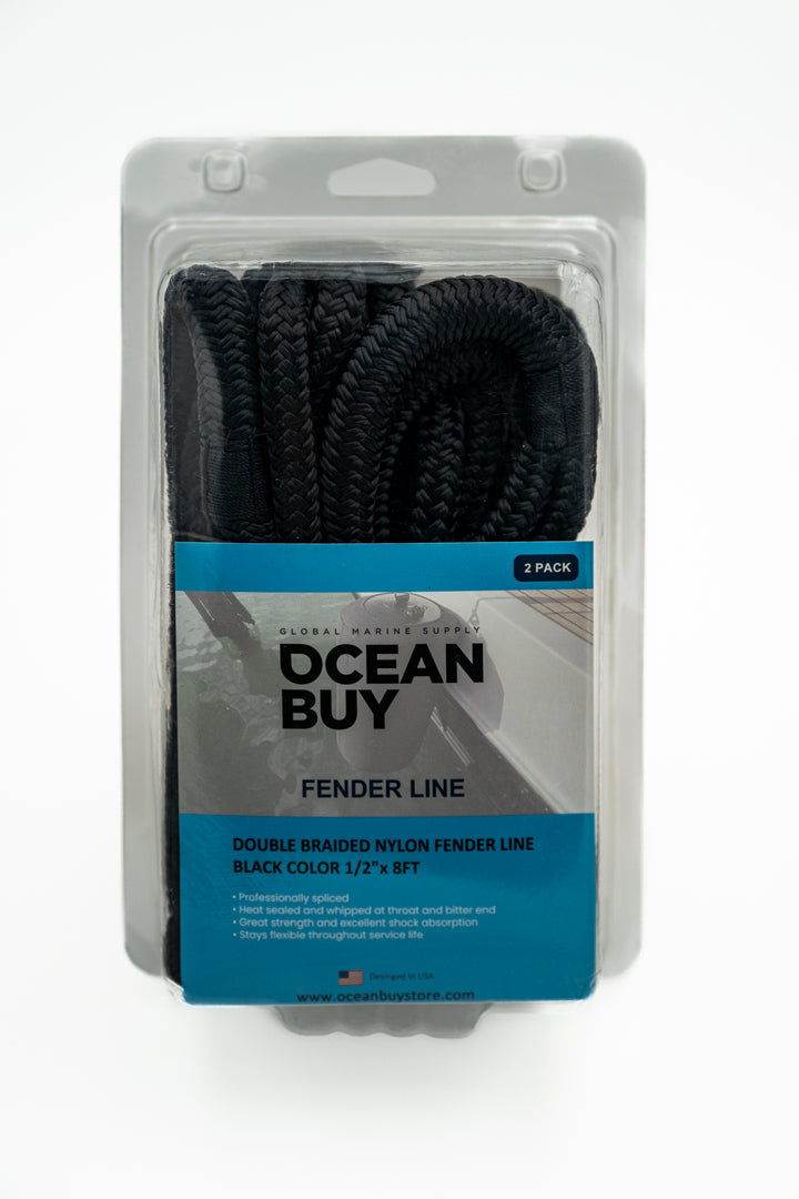 Double Braid Nylon Boat Fender Lines Ocean Buy  - 1/2" x 6ft, 8ft, 12ft - 2-Pack, Premium Quality