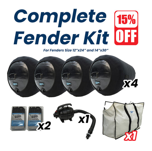 Complete Boat Fender Kit x4  - All-In-One Solution for Protection and Convenience